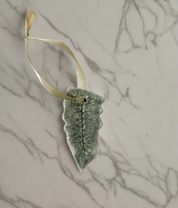 Pressed Leaf Ornament - Iridescent Green Fern