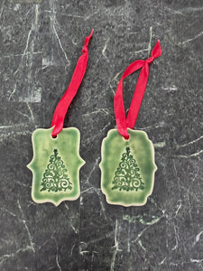 Porcelain Ornament- Green Gloss Tree