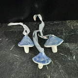 Porcelain Mushroom Ornament- Iridescent Blue