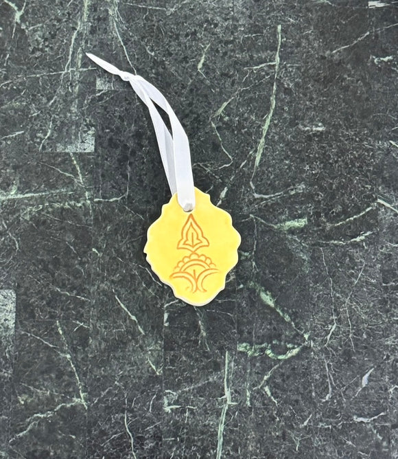 Porcelain Ornament- Yellow Mehndi