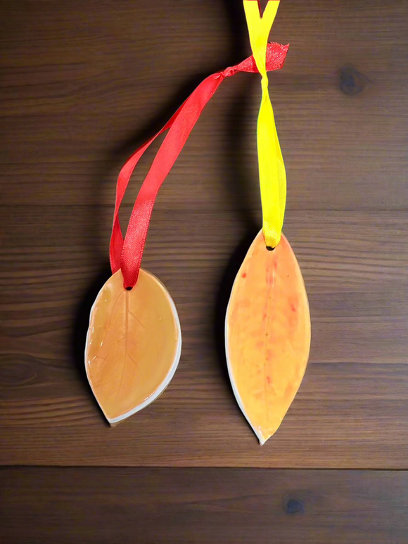 Pressed Leaf Ornament - Orange