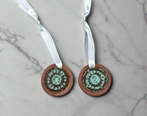 Red Clay Ornament-Turquoise Floral