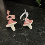 Porcelain Mushroom Ornament- Rose Pink