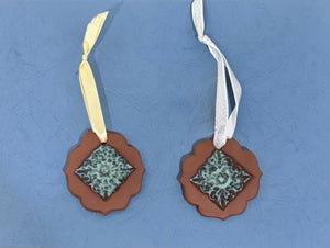 Red Clay Ornament-Turquoise Filigree