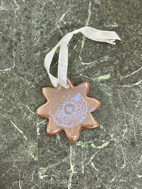 Red Clay Ornament-Blue Frost Mandala