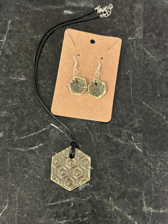 Geometric Porcelain Jewelry Set- Moss