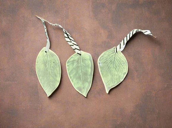 Pressed Leaf Ornament -Iridescent Green