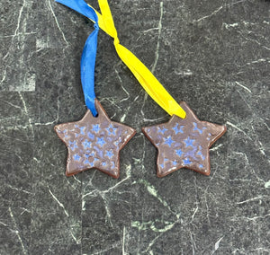 Red Clay Ornament-Blue Star