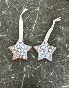 Red Clay Ornament-Frost White Star