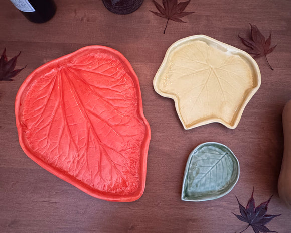 Pressed Leaf Serving Platter Set- Fall Colors