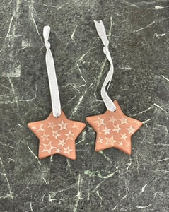 Red Clay Ornament-White Wash Star