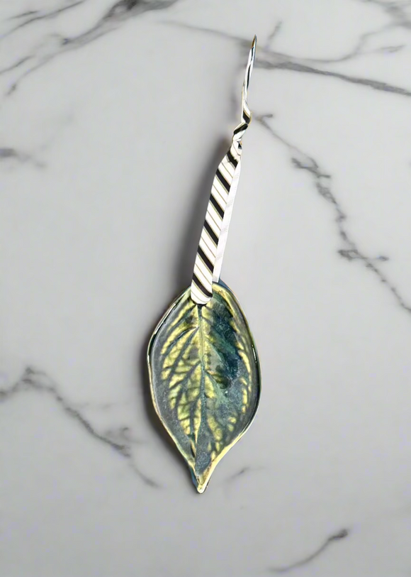 Pressed Leaf Ornament - Oil Slick Green Hydrangea