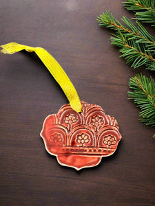 Porcelain Ornament- Cranberry Mehndi