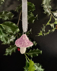 Porcelain Mushroom Ornament- Lavender