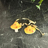 Porcelain Mushroom Ornament- Yellow with Orange Spots