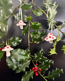 Porcelain Mushroom Ornament- Red Spotted