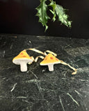 Porcelain Mushroom Ornament- Yellow with Orange Spots