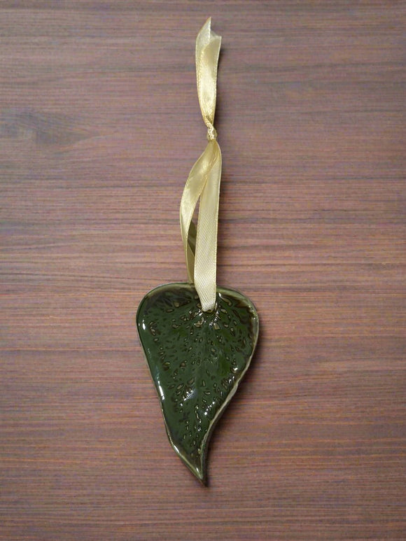 Pressed Leaf Ornament - Moss Green Fern