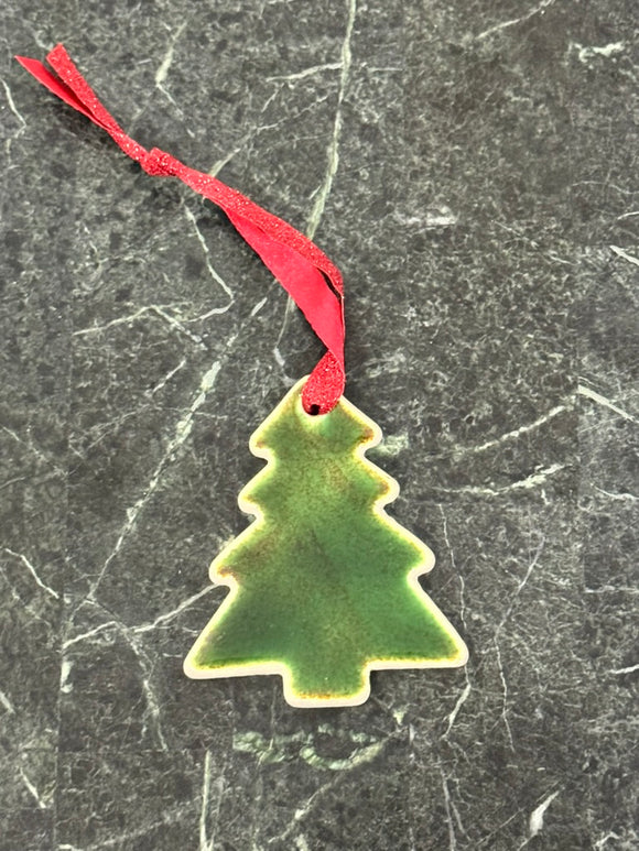 Porcelain Ornament- Forest Green Tree