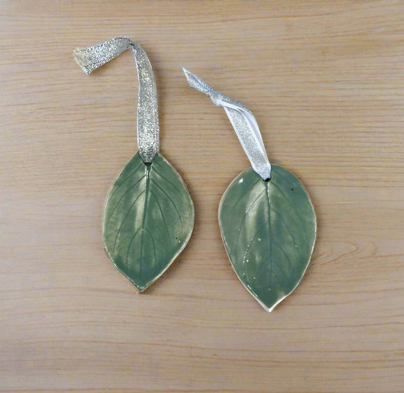 Pressed Leaf Ornament -Celadon