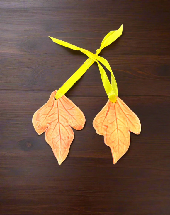 Pressed Leaf Ornament - Red and Orange