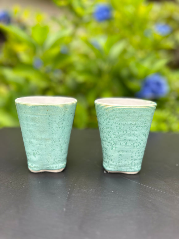 Turquoise Micro Crystal Glazed Tumbler Pair